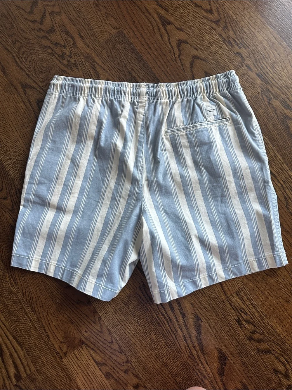 Men's Light Blue & White Striped Shorts